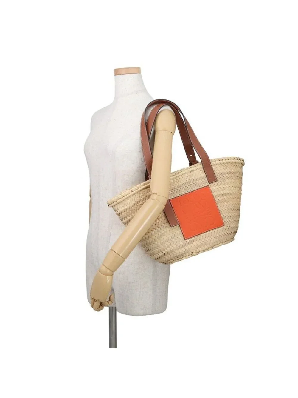 Loewe Tote Anagram Raffia Leather Basket